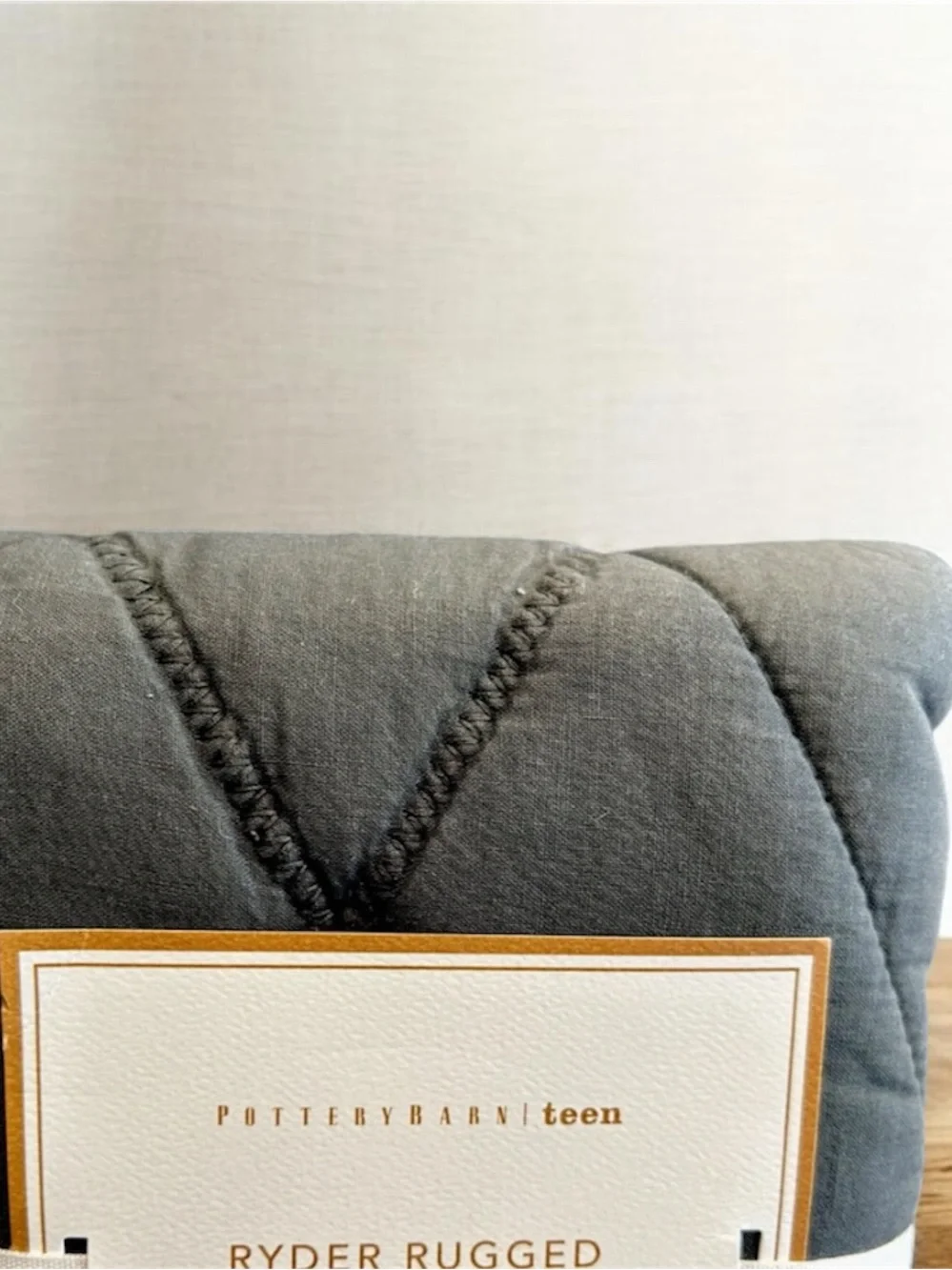 Pottery Barn Teen RYDER RUGGED SHAM Charcoal Gray, Standard, Pillow Cover NEW